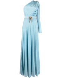Elisabetta Franchi Vestido de un hombro red carpet claro - Azul