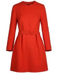 Valentino Garavani - Belted Long-Sleeve Mini Dress - Lyst