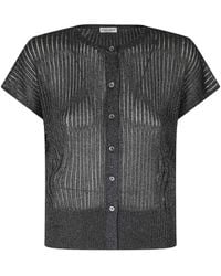 Roberto Collina - Ribbed-Knit Short-Sleeve Cardigan - Lyst