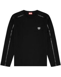 DIESEL - T-Shirt À Manches Longues Avec Garnitures Ton Sur Ton - Lyst
