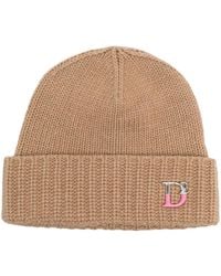 DSquared² - Monogram-Plaque Knitted Beanie - Lyst