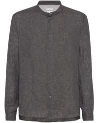 Brunello Cucinelli - Camisa con cuello mao - Lyst