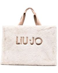 Liu Jo - Faux-Fur Logo-Embroidered Tote Bag - Lyst