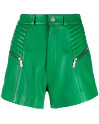 Philipp Plein - Ribbed High-Waist Leather Shorts - Lyst