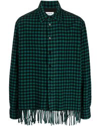 Lanvin - Fringed Checked Wool Shirt - Lyst