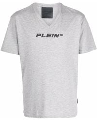 Philipp Plein - V-Neck Logo-Print T-Shirt - Lyst