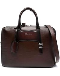 Santoni - Embossed-logo Leather Briefcase - Lyst
