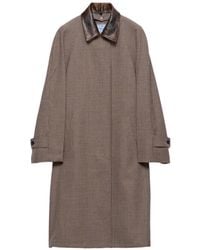 Prada - Single-Breasted Houndstooth Check Wool Coat - Lyst