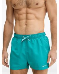 GANT - Logo-Print Drawstring Swim Shorts - Lyst