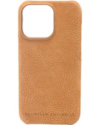 Brunello Cucinelli - Grained-leather Iphone 14 Pro Max Case - Lyst