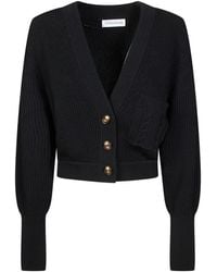Victoria Beckham - Ribbed-Knit Cropped Cardigan - Lyst