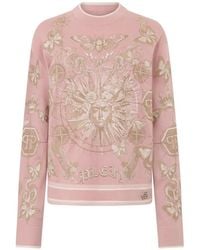 Philipp Plein - Round-Neck Butterfly-Embroidered Sweater - Lyst