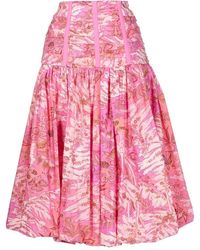 Ulla Johnson - Roselani Ruched Floral-print Skirt - Lyst