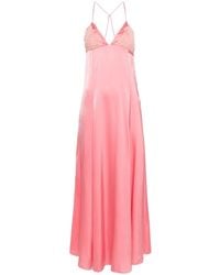 forte_forte - Lace-Detailed Silk Maxi Dress - Lyst