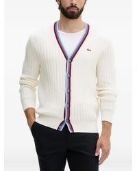 Lacoste - Cardigan À Finitions Rayées Côtelées - Lyst