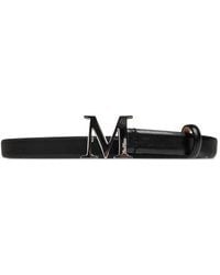 Max Mara - Logo-Plaque Leather Belt - Lyst