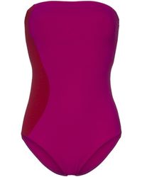 Araks Bañador sin tiras con panel en contraste - Morado