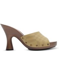 Burberry - Check Stud Leather Potter Mules - Lyst