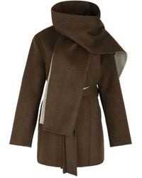 P.A.R.O.S.H. - Scarf-detail belted coat - Lyst