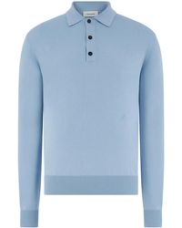 Ferragamo - Long Sleeved Silk Blend Polo Shirt - Lyst