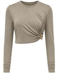Christopher Esber - T-Shirt Crop Bezel Quartz Froncé À Manches Longues - Lyst