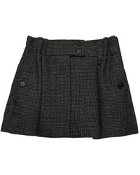 Prada - Check-Pattern Wool Mini Skirt - Lyst