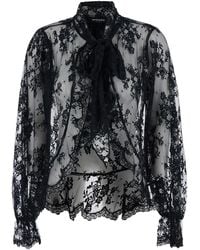 retroféte - Bow-Detail Lace Blouse - Lyst