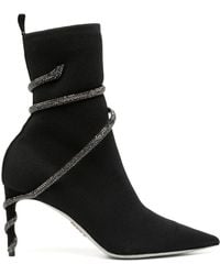 Rene Caovilla - Cleo Rhinestone-embellished Suede Heeled Ankle Boots - Lyst
