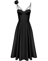 POST MERIDIEM - Rose-Detail Corset Midi Dress - Lyst
