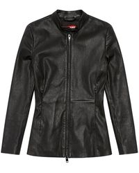 DIESEL - L-Sory-N1 Logo-Appliqué Leather Jacket - Lyst