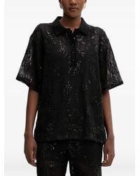 Isabelle Blanche - Sequin-Embellished Floral-Lace Polo Shirt - Lyst