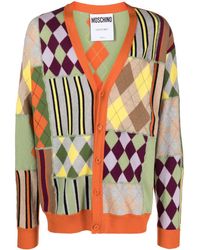 Moschino - Check-pattern Wool Cardigan - Lyst