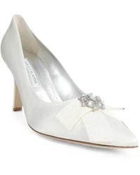 Manolo Blahnik - Escarpins À Cristaux Et Détail De Nœud - Lyst