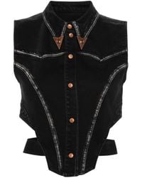 Versace - Canotta denim in stile corsetto - Lyst