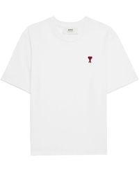 Ami Paris - T-shirt en coton biologique à logo brodé - Lyst