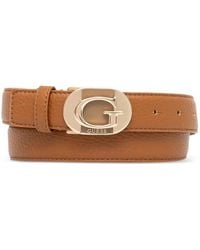 Guess - Logo-Plaque Pebbled Belt - Lyst