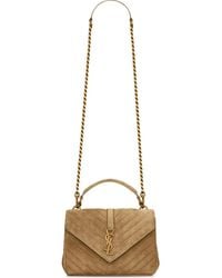 Saint Laurent - Medium College Quilted Suede Shoulder Bag - Lyst
