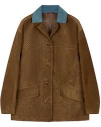 Gucci - Wildledermantel Mit Gg-Muster - Lyst