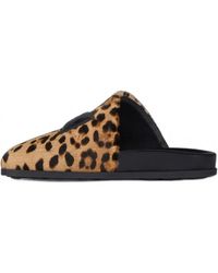 Givenchy - Flache Label Mules Aus Leder Mit Pony-Effekt Und Leopardenmuster - Lyst