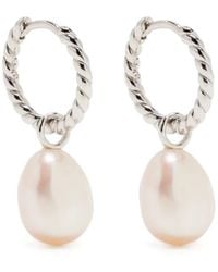 Missoma - Pearl Hoop Earrings - Lyst