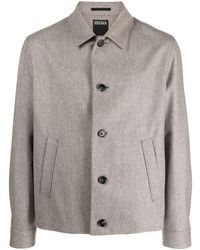 Zegna - Mélange Single-breasted Shirt Jacket - Lyst