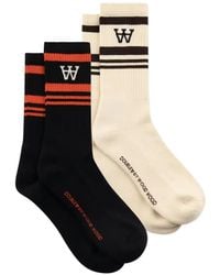 WOOD WOOD - Ryder Striped Logo Socks (Set Of Two) - Lyst