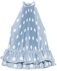 L'idée - Robe Courte Soleil Plissée À Pois - Lyst