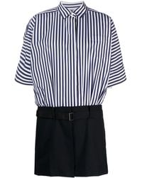 Sacai - ストライプパネル シャツドレス - Lyst