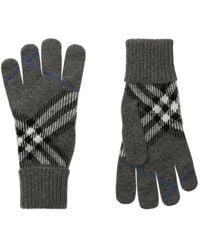 Burberry - Check Cashmere Blend Gloves - Lyst