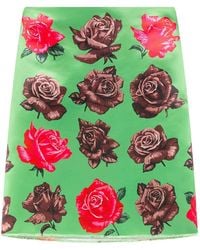 MSGM - Falda Midi Con Estampado De Rosas - Lyst