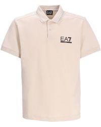 EA7 - Logo-embroidered Cotton-blend Polo Shirt - Lyst