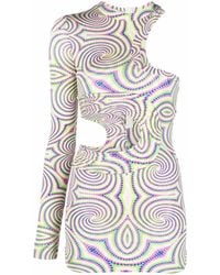 Stella McCartney - Spiral-Print Cut-Out One-Shoulder Top - Lyst