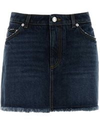 Dolce & Gabbana - Frayed Mini Denim Skirt - Lyst