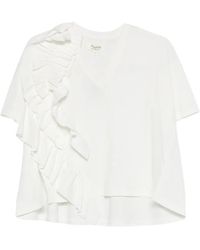 Psophia - Ruffled V-Neck T-Shirt - Lyst